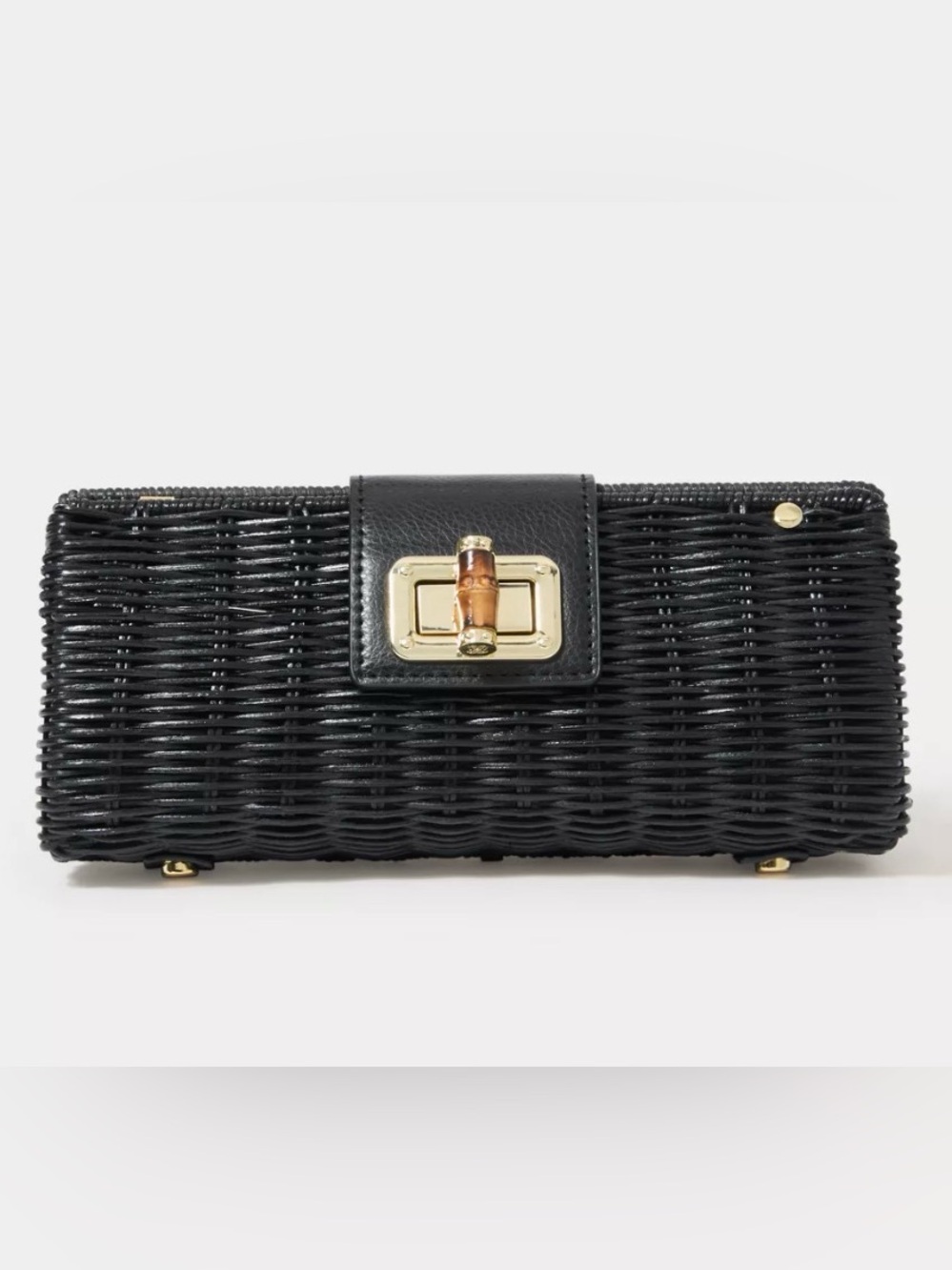 Lilly Pulitzer Leena Wicker Black Clutch with Detachable Strap - New With Tags